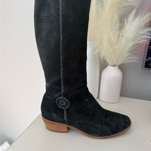 Jack Rogers Black Heeled Boots with Suede Finish